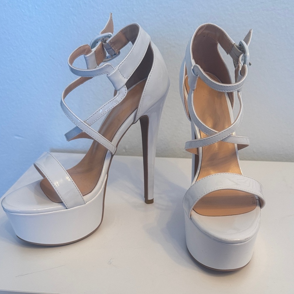 Elegant White Strappy High Heels